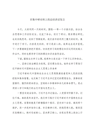 在集中研讨班上的总结讲话发言.docx