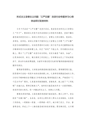 2023形式主义官僚主义问题“三严五整”攻坚行动专题学习心得体会研讨发言材料精选（参考范文11篇）.docx