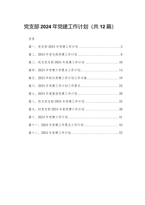 党支部2024年党建工作计划范文12篇(最新精选).docx