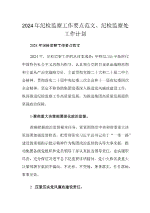 2024年纪检监察工作要点范文、纪检监察处工作计划.docx
