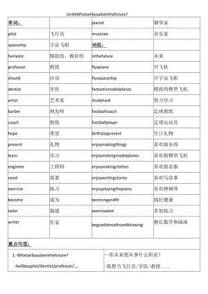 Unit 6 重点单词及句型总结.docx