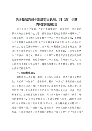 关于基层党员干部落实田长制、河（湖）长制情况的调研报告.docx