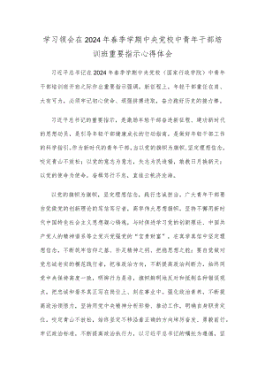 学习领会在2024年春季学期中央党校中青年干部培训班重要指示心得体会.docx