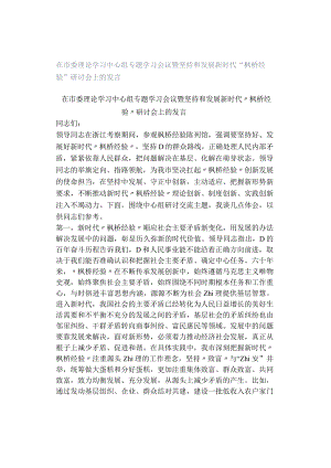 在市委理论学习中心组专题学习会议暨坚持和发展新时代“枫桥经验”研讨会上的发言.docx