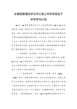 乡镇党委理论学习中心组上半年总结及下半年学习计划.docx