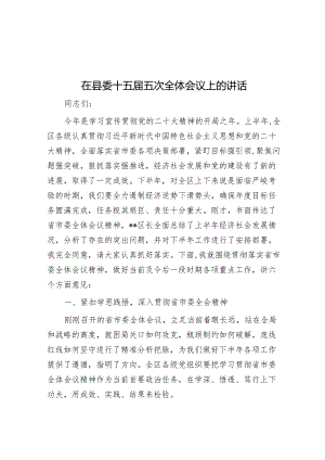 在县委十五届五次全体会议上的讲话&在深化农村改革工作推进会议上的讲话.docx