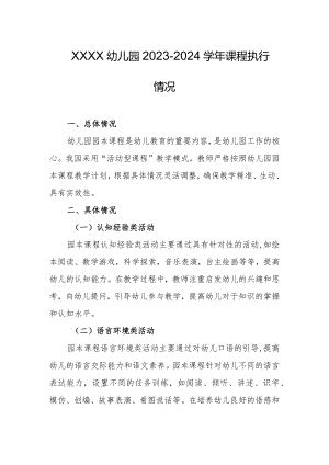 幼儿园2023-2024学年课程执行情况.docx