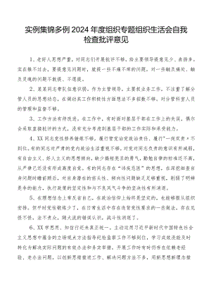 实例集锦多例2024年度组织专题组织生活会自我检查批评意见.docx