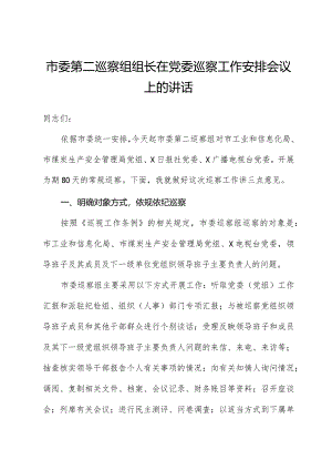 市委第二巡察组组长在党委巡察工作部署会议上的讲话.docx