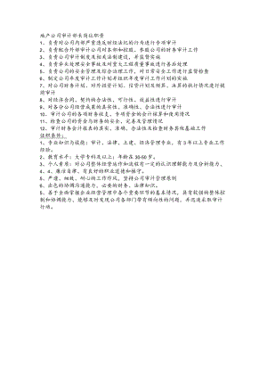 地产公司审计部长岗位职责.docx