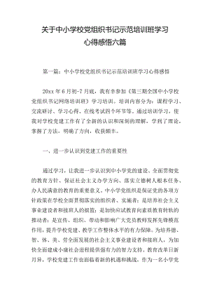 关于中小学校党组织书记示范培训班学习心得感悟六篇.docx