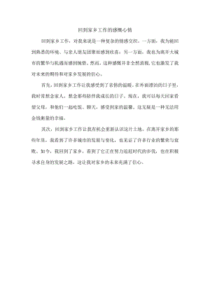 回到家乡工作的感慨心情.docx