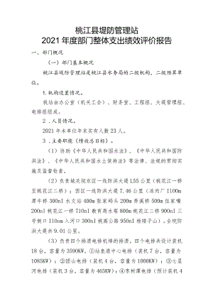 桃江县堤防管理站2021年度部门整体支出绩效评价报告.docx
