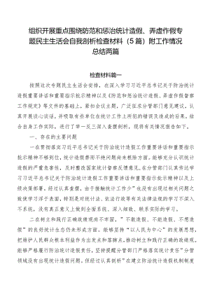 组织开展重点围绕防范和惩治统计造假、弄虚作假专题民主生活会自我剖析检查材料（5篇）附工作情况总结两篇.docx