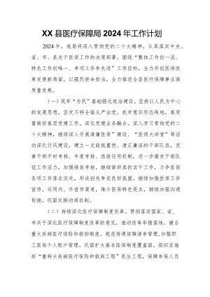 XX县医疗保障局2024年工作计划.docx