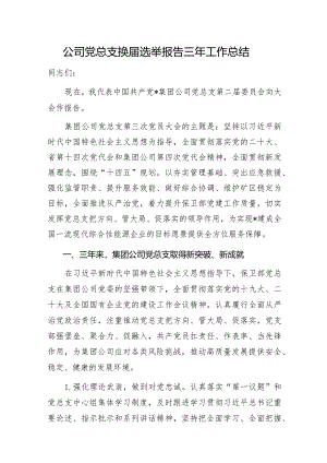 2024公司党总支换届选举报告三年工作总结.docx