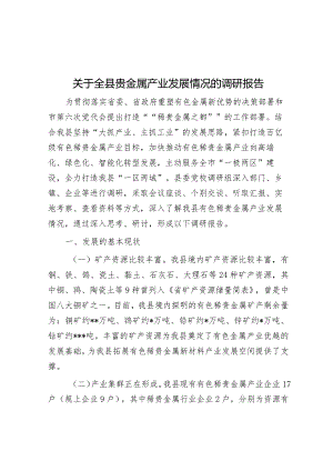 关于全县贵金属产业发展情况的调研报告&组织部在全区经济社会高质量发展座谈会上的汇报发言.docx