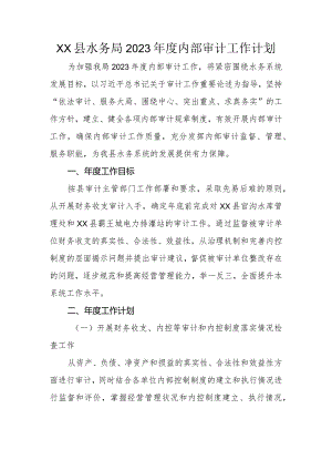 县水务局2023年度内部审计工作计划.docx