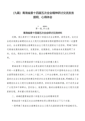 （九篇）青海省委十四届五次全会精神研讨交流发言提纲、心得体会.docx