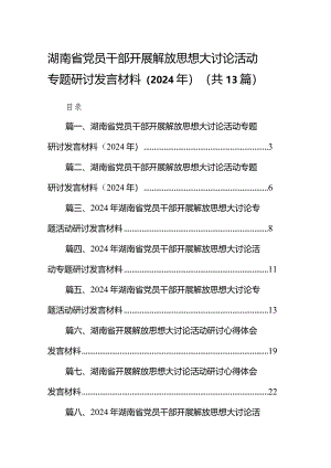 湖南省党员干部开展解放思想大讨论活动专题研讨发言材料（2024年）(精选13篇合集).docx