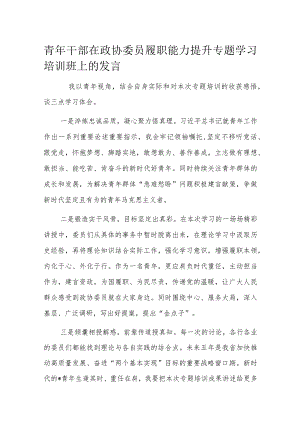 青年干部在政协委员履职能力提升专题学习培训班上的发言.docx