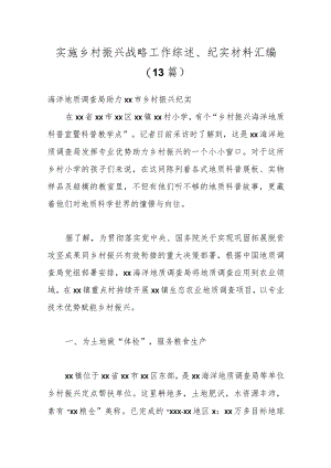 （13篇）实施乡村振兴战略工作综述、纪实材料汇编.docx
