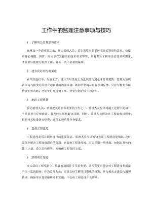 工作中的监理注意事项与技巧.docx