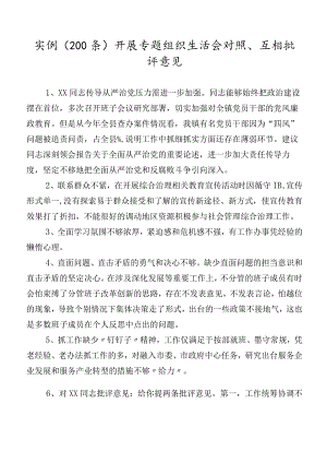 实例（200条）开展专题组织生活会对照、互相批评意见.docx