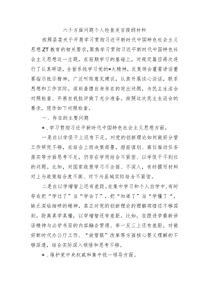 六个方面问题个人检查发言提纲材料.docx