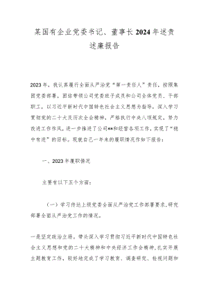 某国有企业党委书记、董事长2024年述责述廉报告.docx
