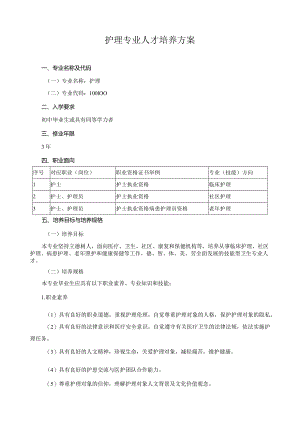 护理专业人才培养方案.docx