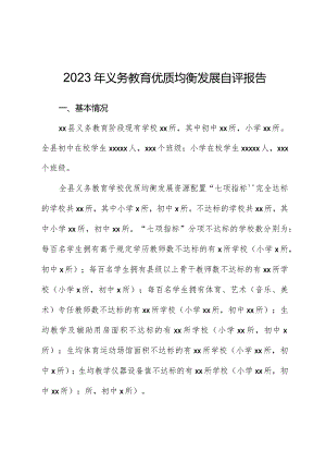 2023年义务教育优质均衡发展自评报告.docx