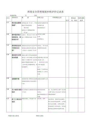 班组安全管理现场审核评价记录表.docx