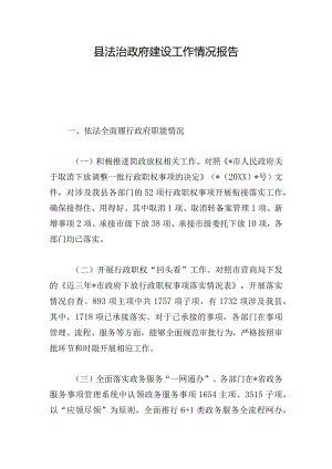 县法治政府建设工作情况报告.docx
