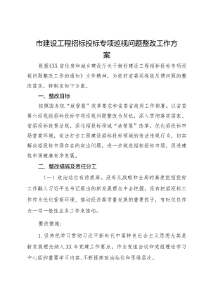 市建设工程招标投标专项巡视问题整改工作方案.docx