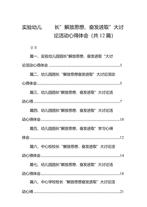 实验幼儿园园长“解放思想、奋发进取”大讨论活动心得体会12篇（精选版）.docx