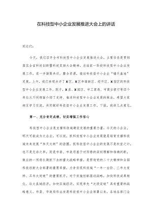 在科技型中小企业发展推进大会上的讲话.docx