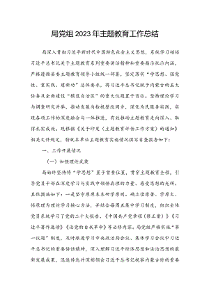 局党组2023年主题教育工作总结.docx