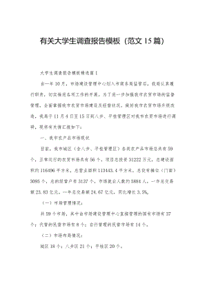 有关大学生调查报告模板(范文15篇).docx