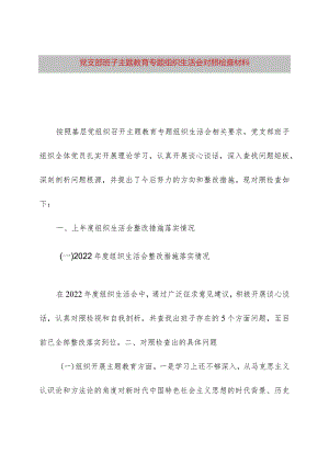 党支部班子主题教育专题组织生活会对照检查材料.docx
