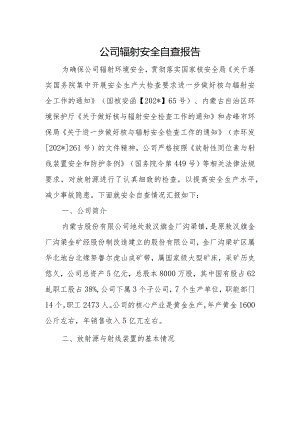 公司辐射安全自查报告.docx