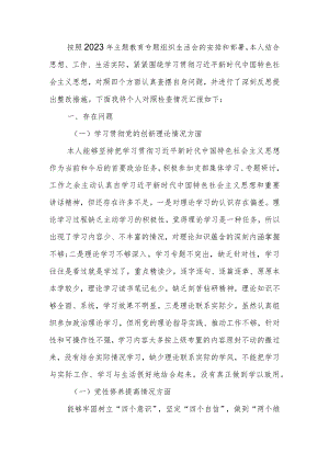 党员干部个人2023年教育专题组织生活个人检查材料发言提纲班子六个方面.docx