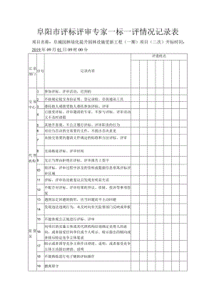 阜阳市评标评审专家一标一评情况记录表.docx