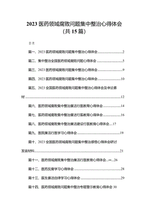 医药领域腐败问题集中整治心得体会（共15篇）.docx