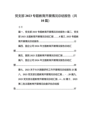 党支部专题教育开展情况总结报告10篇供参考.docx