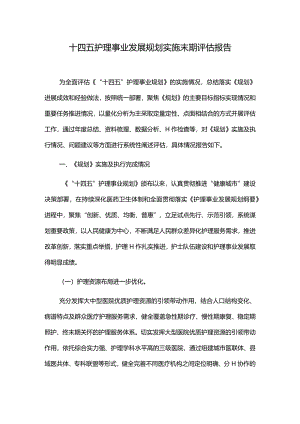 十四五护理事业发展规划实施末期评估报告.docx