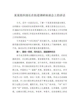 某某组织部长在街道调研座谈会上的讲话.docx