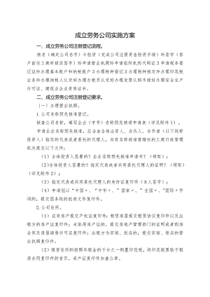成立劳务公司实施计划方案.docx