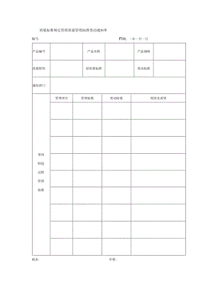 质量标准制定管理质量管理标准变动通知单.docx