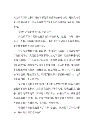 安全生产心得体会500字.docx